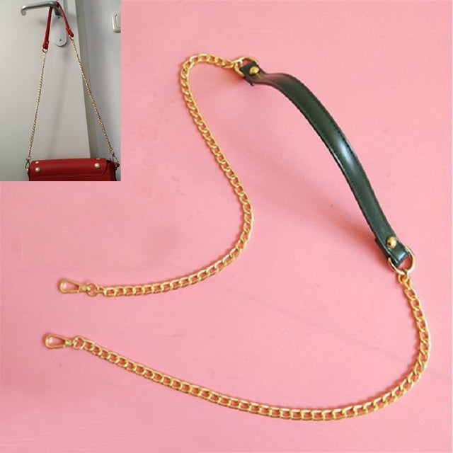 Women Bag PU Leather Chain Long Shoulder Strap Bag Accessories(Dark Green)