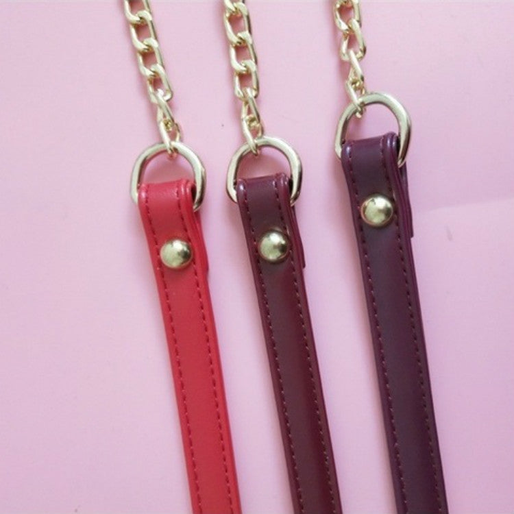 Women Bag PU Leather Chain Long Shoulder Strap Bag Accessories(Lychee Pattern Black)