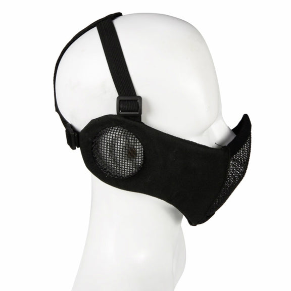 WoSporT Half Face Metal Net Field  Ear Protection Outdoor Cycling Steel Mask(Black)