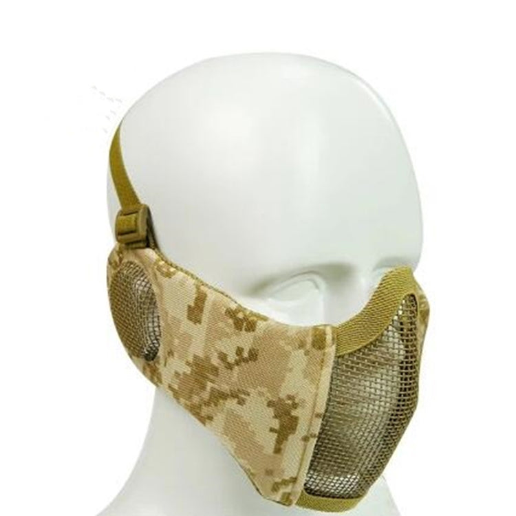 WoSporT Half Face Metal Net Field  Ear Protection Outdoor Cycling Steel Mask(Desert Digital) - Protective Helmet & Masks by PMC TechLife | Online Shopping South Africa | PMC TechLife | Buy Now Pay Later Mobicred