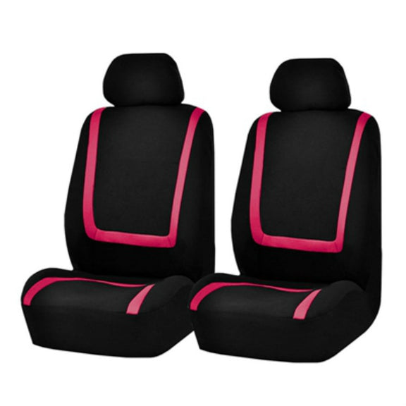 Universal Car Seat Cover Polyester Fabric Automobile Seat Covers Car Seat Cover Vehicle Seat Protector Interior Accessories 4pcs Set Pink