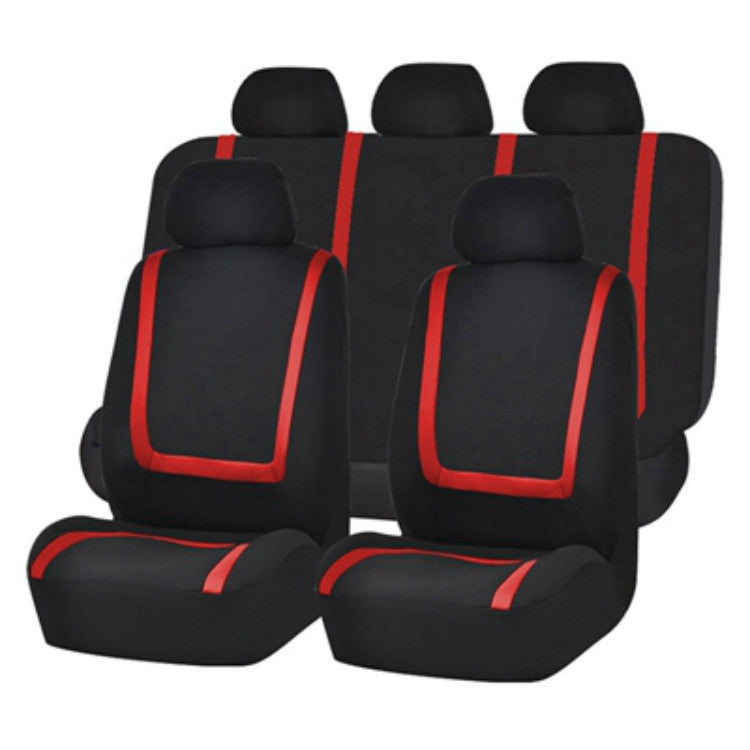 Universal Car Seat Cover Polyester Fabric Automobile Seat Covers Car Seat Cover Vehicle Seat Protector Interior Accessories 9pcs Set Red - Seat Accessories by PMC TechLife | Online Shopping South Africa | PMC TechLife | Buy Now Pay Later Mobicred