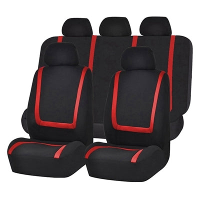 Universal Car Seat Cover Polyester Fabric Automobile Seat Covers Car Seat Cover Vehicle Seat Protector Interior Accessories 9pcs Set Red