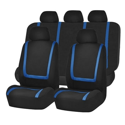 Universal Car Seat Cover Polyester Fabric Automobile Seat Covers Car Seat Cover Vehicle Seat Protector Interior Accessories 9pcs Set Blue - Seat Accessories by PMC TechLife | Online Shopping South Africa | PMC TechLife