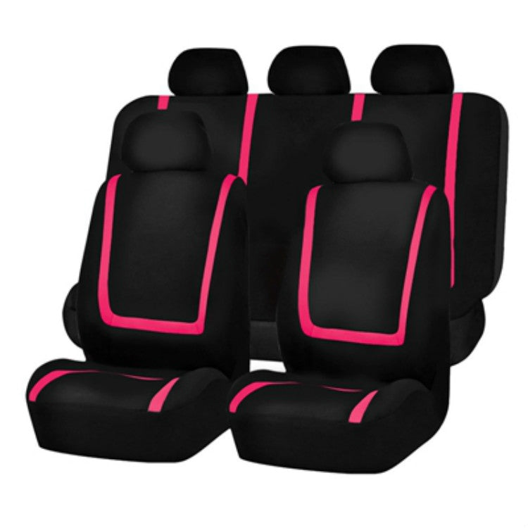 Universal Car Seat Cover Polyester Fabric Automobile Seat Covers Car Seat Cover Vehicle Seat Protector Interior Accessories 9pcs Set Pink