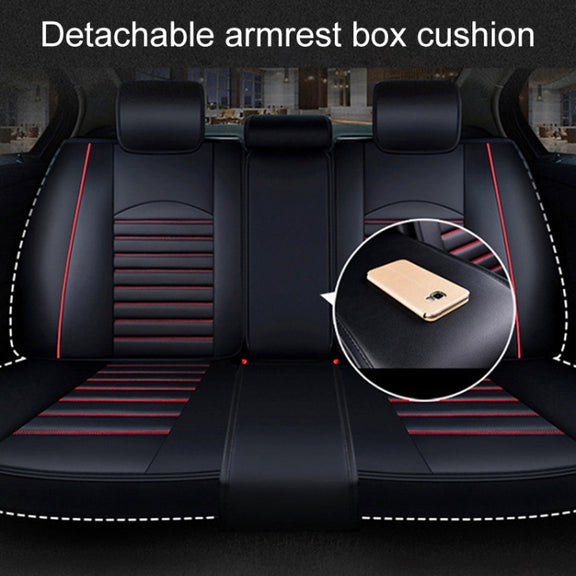 Universal PU Leather Car Seat Cover Black White Deluxe