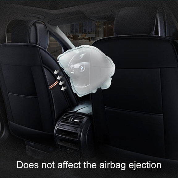 Universal PU Leather Car Seat Cover Black White Deluxe