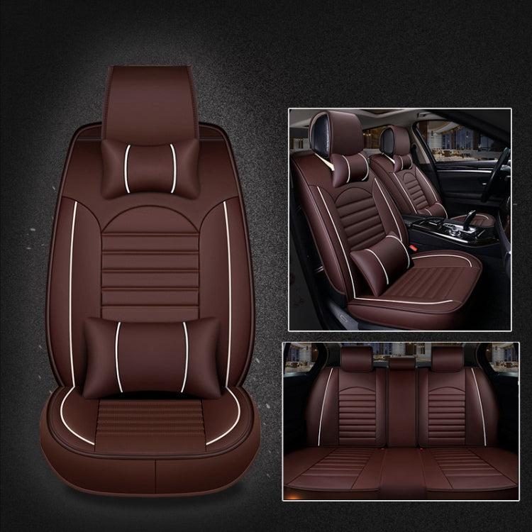 Universal PU Leather Car Seat Cover Coffee Deluxe - Seat Accessories by PMC TechLife | Online Shopping South Africa | PMC TechLife | Buy Now Pay Later Mobicred