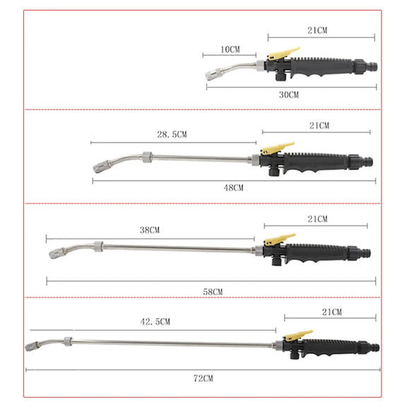 Garden Water Guns Stainless Steel Multifunction High Pressure Car Wash Spray Nozzle Hose Wand, Specification:72cm