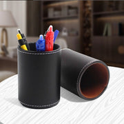 Faux Leather Leather Penholder Desk Supplies Organizer(Brown)