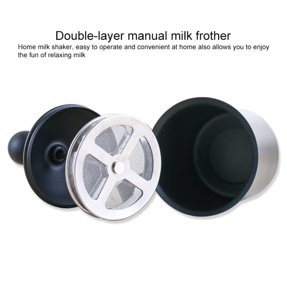 Pump Creamer Stainless Steel Double Mesh Manual Coffee Milk Foam Frothing Pitcher Froth Pump Foamer Cup, Capacity:800cc
