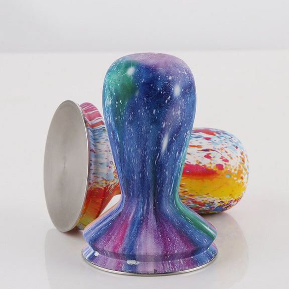 58mm Coffee Tamper Coloured Silicone Frosted Handle Coffee Hammer 304 Stainless Steel Powder Press Coffee Accessories Starry Sky