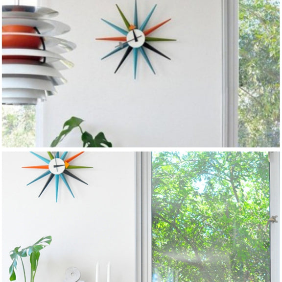 48cm Simple Modern Sun Clock Creative Home Accessories Wall Clock(Log Color Pole)