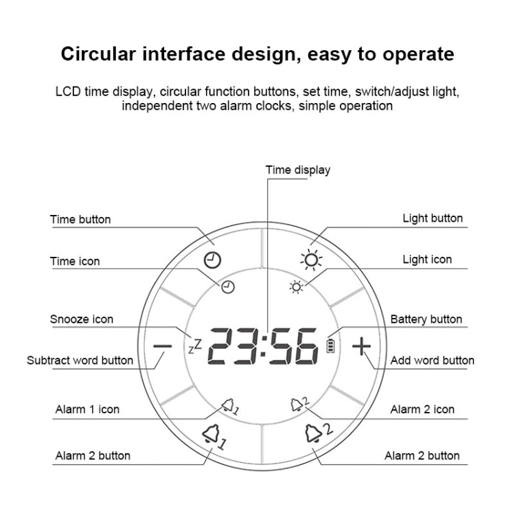 Simple Home Creative Multi-function Charging Stepless Dimming Alarm Clock Night Light(White) - Alarm Clocks by PMc TechLife | Online Shopping South Africa | PMc TechLife | Buy Now Pay Later Mobicred