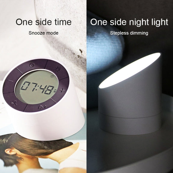 Simple Home Creative Multi-function Charging Stepless Dimming Alarm Clock Night Light(Pink)