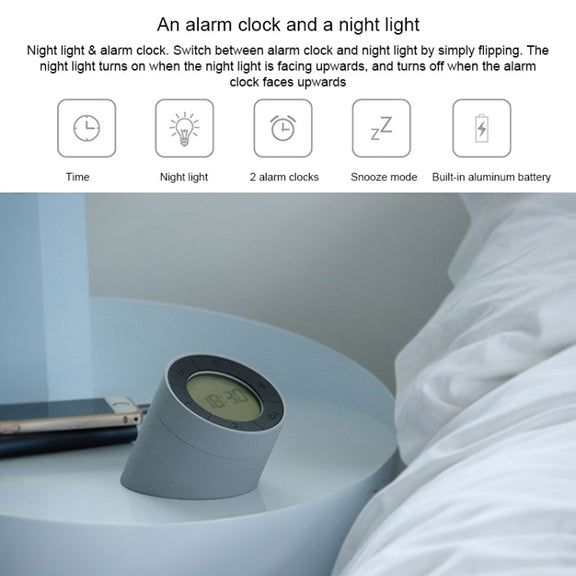 Simple Home Creative Multi-function Charging Stepless Dimming Alarm Clock Night Light(Gray)