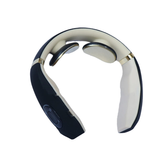 Cervical Vertebra Massager Charging Intelligent Pulse Physiotherapy Instrument Electromagnetic Vibration Neck Protector, Colour:Black