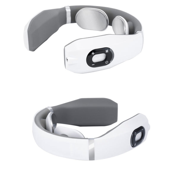 Cervical Vertebra Massager Charging Intelligent Pulse Physiotherapy Instrument Electromagnetic Vibration Neck Protector, Colour:Black