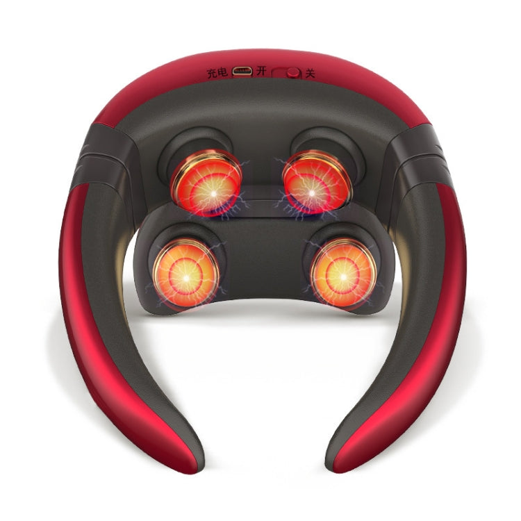 Four-head Shoulder and Neck Massager Pulse Neck Protector(Red) - free shipping - PMC TechLife - Order now!