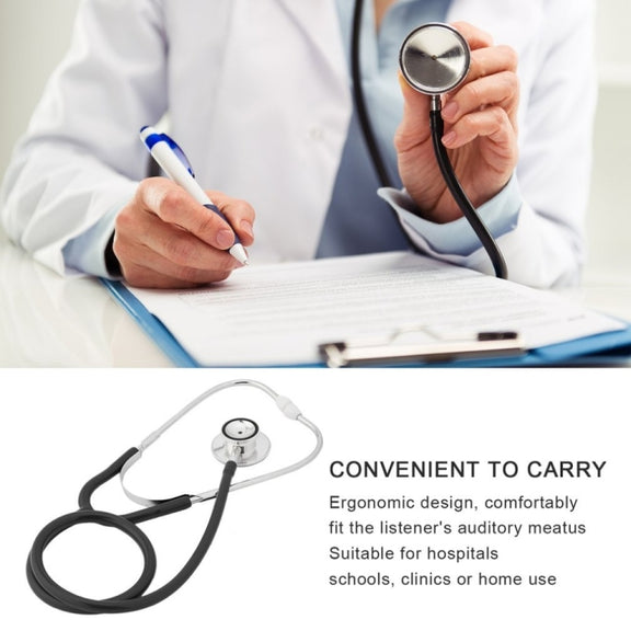 Double-sided Stethoscope Single Tube Doctors Nurse Professional Cardiology Stethoscope Aluminium Alloy Chestpiece(Black)