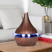 300ml USB Electric Aroma Air Diffuser Wood Ultrasonic Air Humidifier Essential Oil Aromatherapy Cool Mist Maker(Flat Mouth Light Wood Grain)