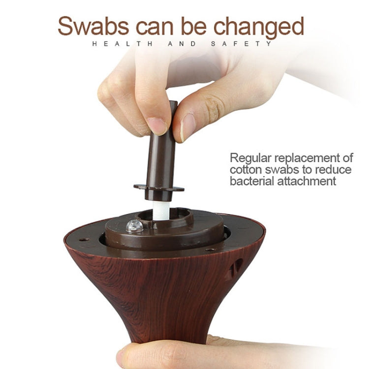 300ml USB Electric Aroma Air Diffuser Wood Ultrasonic Air Humidifier Essential Oil Aromatherapy Cool Mist Maker(Flat Mouth Deep Wood Grain)