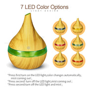 300ml USB Electric Aroma Air Diffuser Wood Ultrasonic Air Humidifier Essential Oil Aromatherapy Cool Mist Maker(Flat Mouth Light Wood Grain)