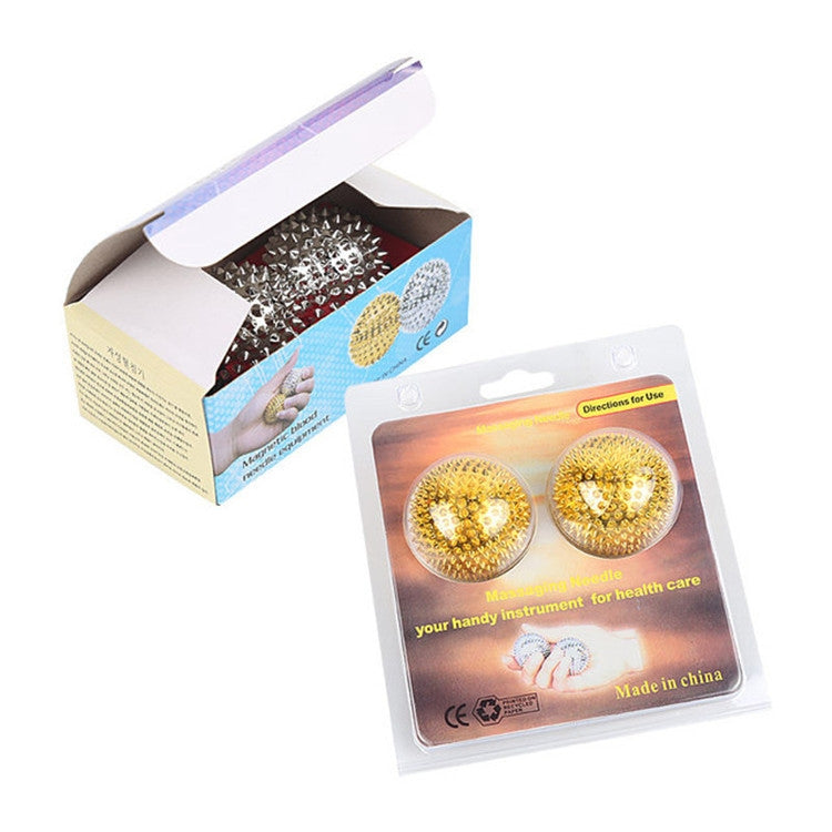 1 Pair Magnetic Massage Ball Relax Muscle Finger Plantar Pressure Massage Stab Ball, Size:5.6cm(Silver)