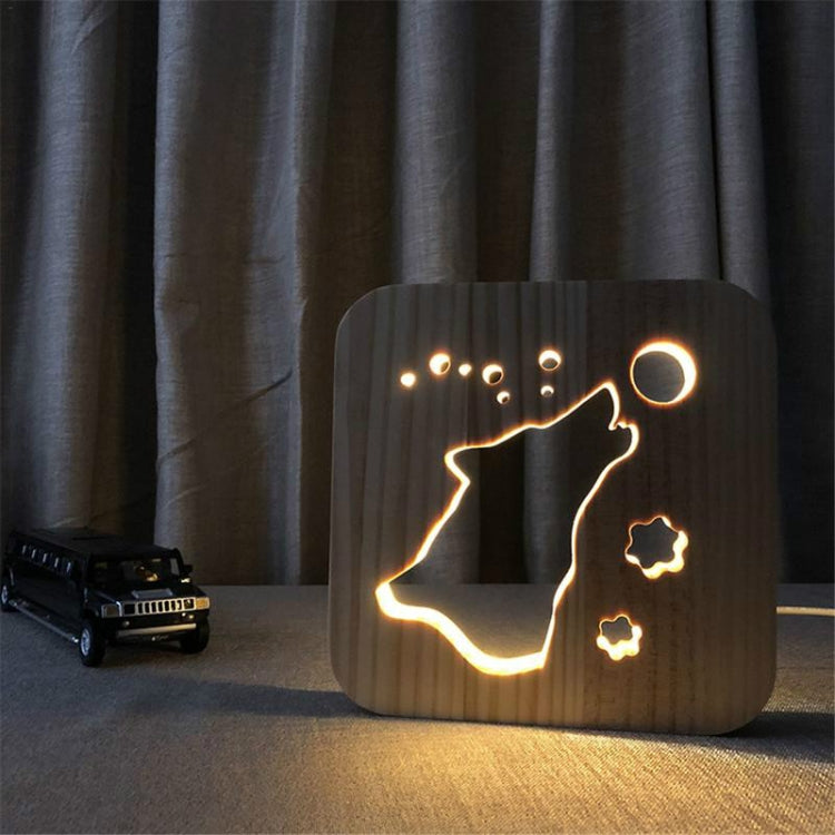 Creative Shape Wooden Night Lamp Bedroom Decoration Warm Light LED(Wolve) - Novelty Lighting by PMC TechLife | Online Shopping South Africa | PMC TechLife | Buy Now Pay Later Mobicred