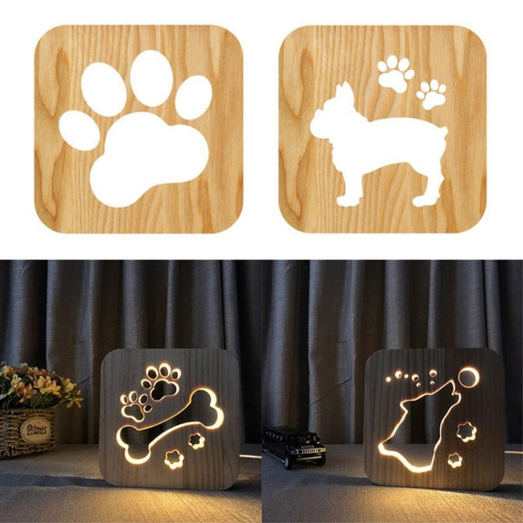 Creative Shape Wooden Night Lamp Bedroom Decoration Warm Light LED(Wolve)