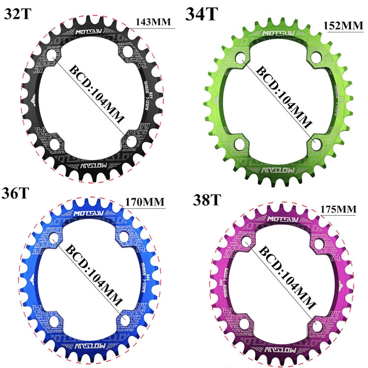 MOTSUV Narrow Wide Chainring MTB  Bicycle 104BCD Tooth Plate Parts(Green) - Bicycle Brake Parts by PMC TechLife | Online Shopping South Africa | PMC TechLife | Buy Now Pay Later Mobicred
