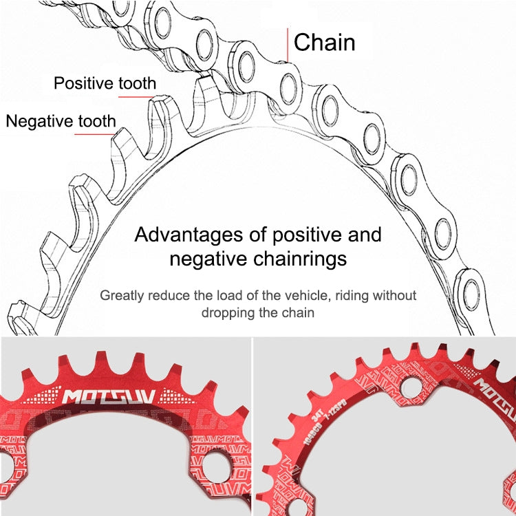 MOTSUV Narrow Wide Chainring MTB  Bicycle 104BCD Tooth Plate Parts(Red) - free shipping - PMC Jewellery - Order now!