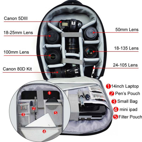 CADeN USB SLR Camera Bag Professional  Water-resistant Portable Unisex Camera Bag