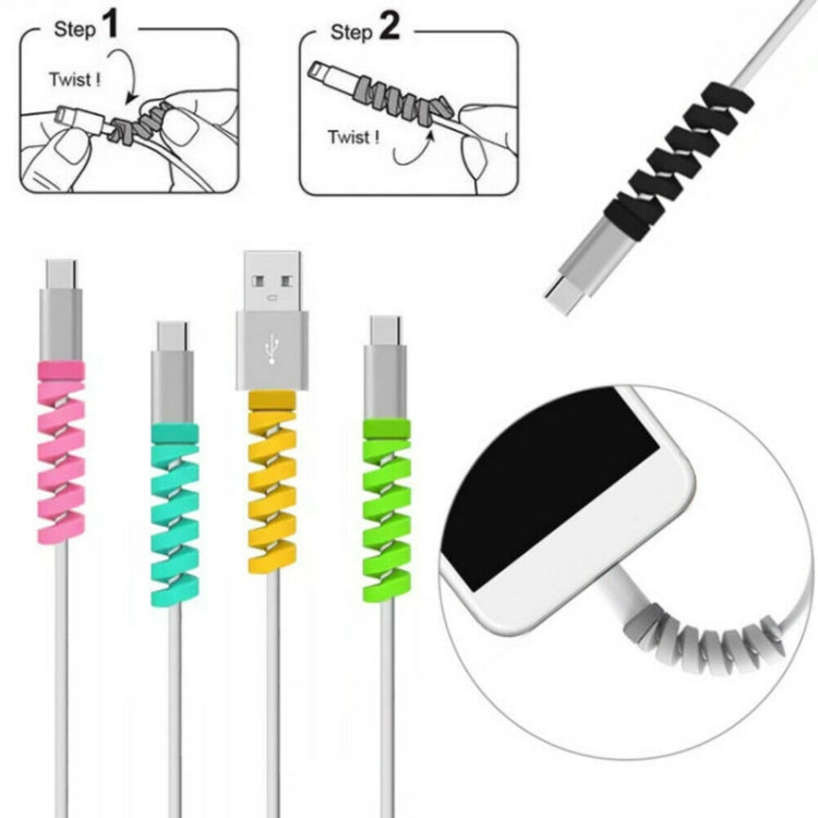 4pcs Spiral Style Silicone Data Cable Protective Cover Anti-wire Break Winder(Pink)