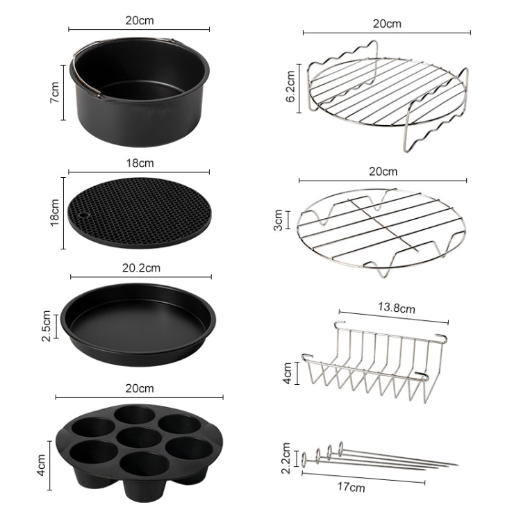 7 in 1 Air Fryer Accessories 7-piece Set for 3.5-5.8QT Type of Baking Basket Double-layer Grill(Black) - free shipping - PMC TechLife - Order now!
