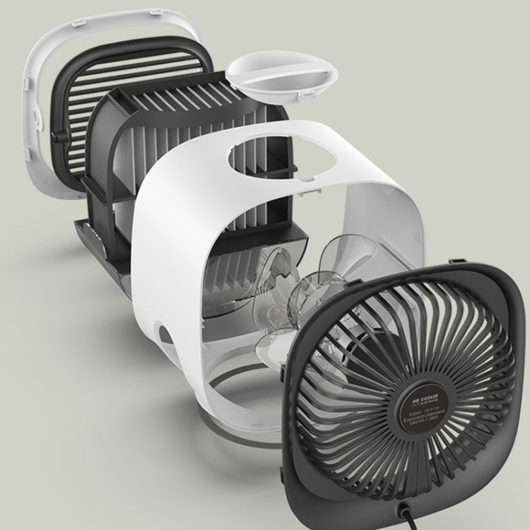Mini Multifunctional Humidification Aromatherapy Fan Portable Office Home Desktop Air Conditioner Fan(Sky White)