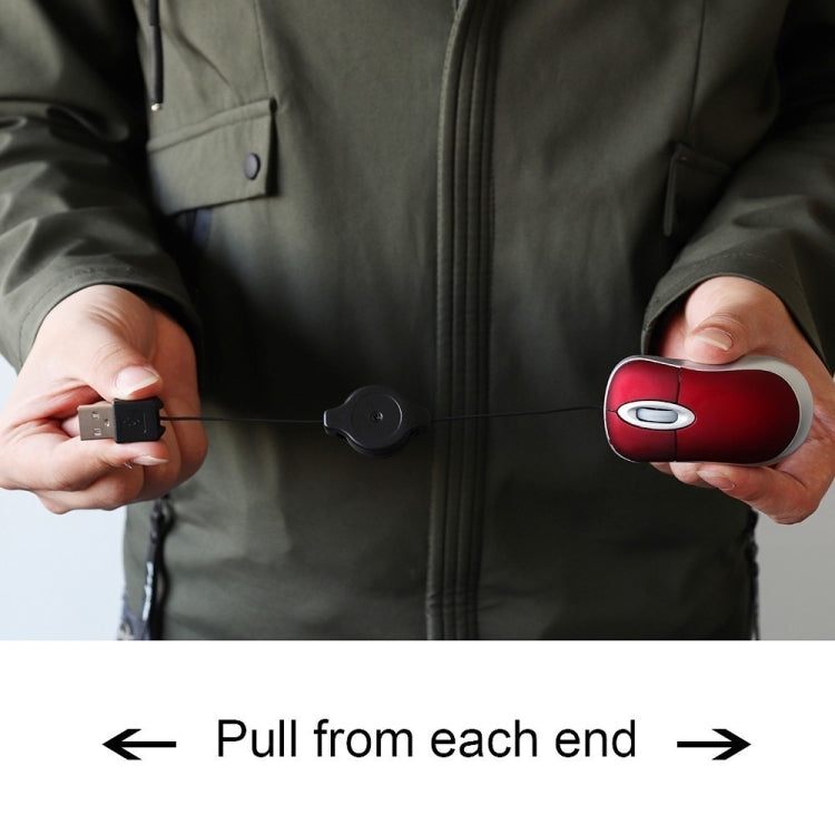 Mini Computer Mouse Retractable USB Cable Optical Ergonomic1600 DPI Portable Small Mice for Laptop(Red) - free shipping - PMc TechLife - Order now!