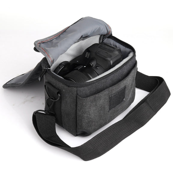 Universal DSLR Camera Shoulder Bag Canvas Photo Handbag, External size: 19 x 17 x 10mm(Black)
