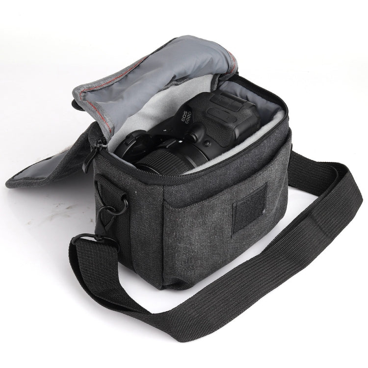Universal DSLR Camera Shoulder Bag Canvas Photo Handbag, External size: 19 x 17 x 10mm(Black)