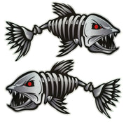 10 PCS Horror Skeleton Shark Fishing Daren Cover Scratch Reflective Water-resistant Personality Body Sticker 30*15cm