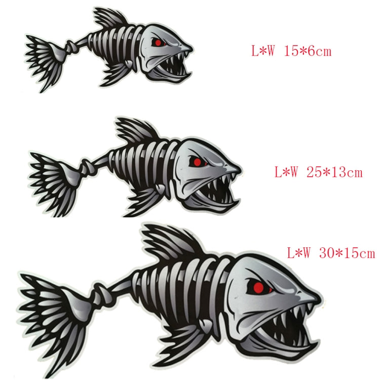 10 PCS Horror Skeleton Shark Fishing Daren Cover Scratch Reflective Water-resistant Personality Body Sticker 30*15cm
