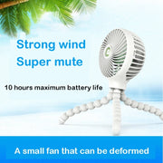 Octopus Deformed Cartoon Folding USB Rechargeable Mini Handheld Fan(White)