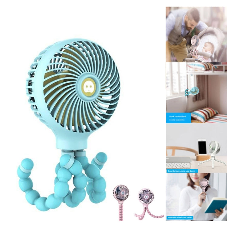 Octopus Deformed Cartoon Folding USB Rechargeable Mini Handheld Fan(Pink)