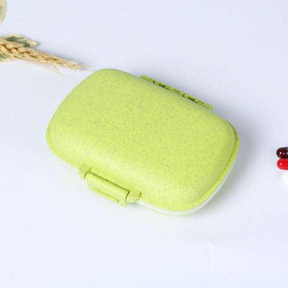 3 PCS 8-Grid Double-layer Portable Mini Straw Pill Storage Box(Wheat Green)