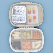 3 PCS 8-Grid Double-layer Portable Mini Straw Pill Storage Box(Wheat Blue)