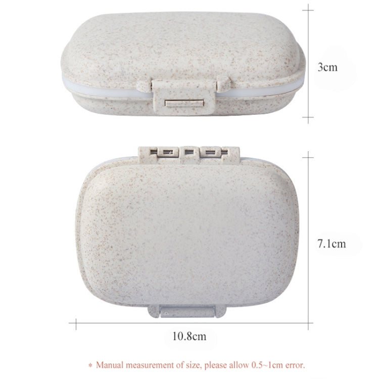 3 PCS 8-Grid Double-layer Portable Mini Straw Pill Storage Box(Wheat Blue)