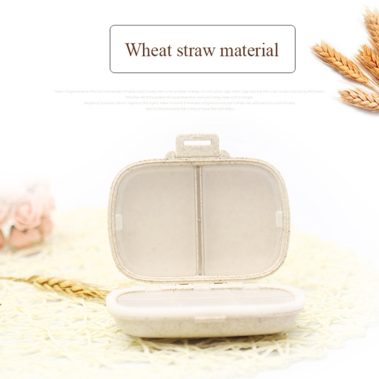 3 PCS 8-Grid Double-layer Portable Mini Straw Pill Storage Box(Wheat Blue)