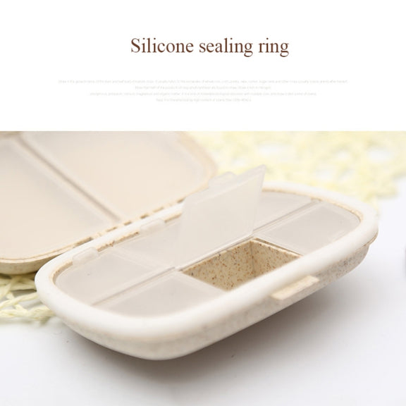 3 PCS 8-Grid Double-layer Portable Mini Straw Pill Storage Box(Wheat Blue)