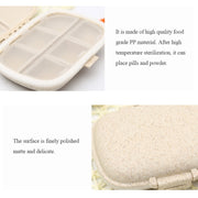 3 PCS 8-Grid Double-layer Portable Mini Straw Pill Storage Box(Wheat Blue)