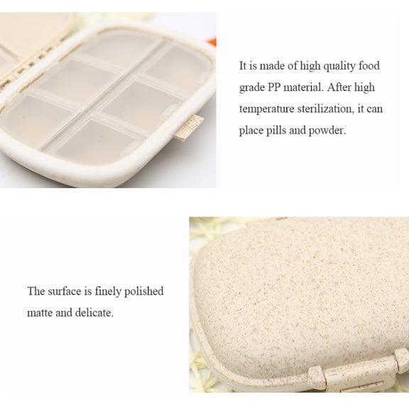 3 PCS 8-Grid Double-layer Portable Mini Straw Pill Storage Box(Wheat Blue)